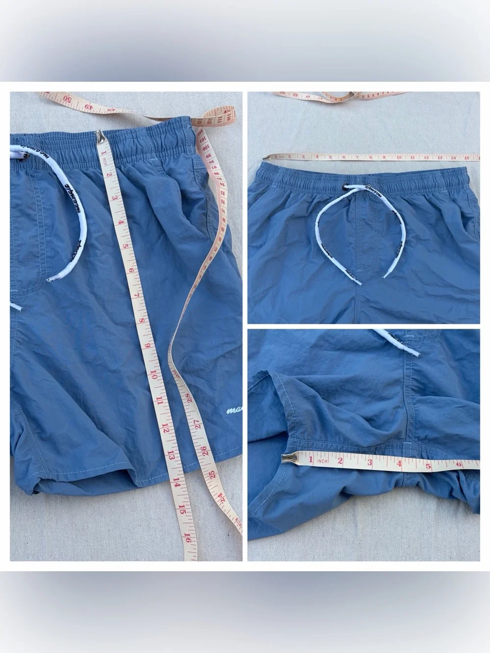 Maamgic Blue Swim Trunks with Drawstring, Size M, Summer Beach Vacation